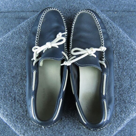 Cole Haan Driving Moc‎ Men Boat Shoe Size 10.5 Medium Blue Leather Lace Up - Picture 6 of 10